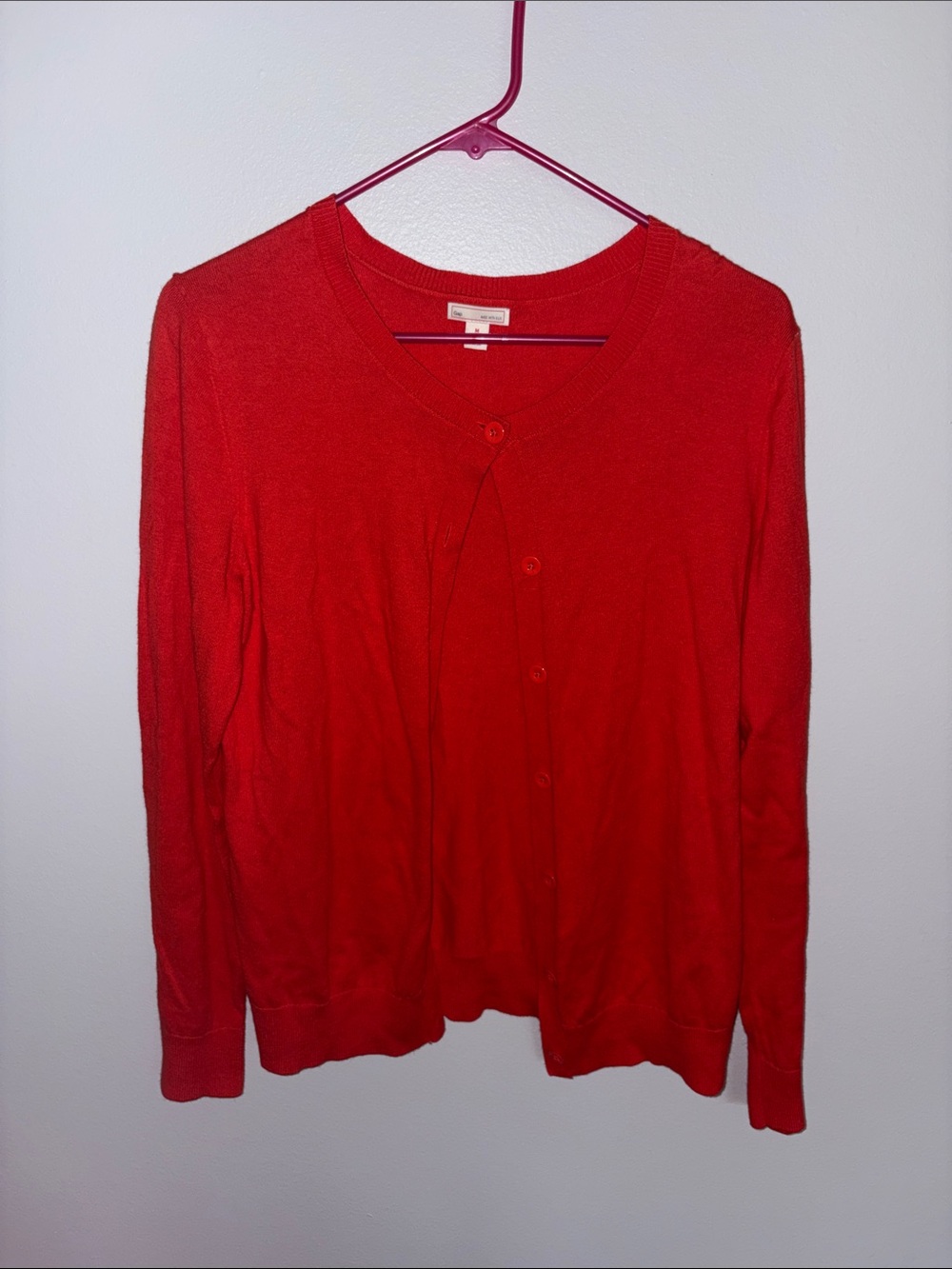 GAP Bright Red Lightweight Button-Front Cardigan